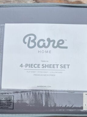 Bare Home Twin XL 4-Piece Sheet Set in Light Gray